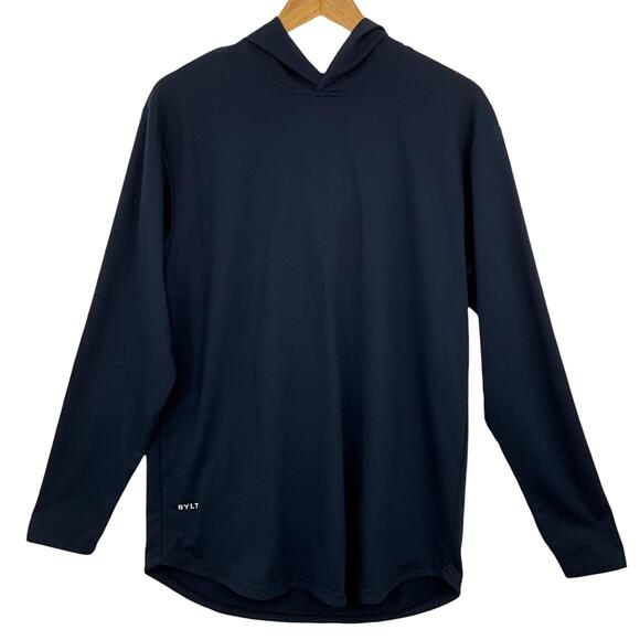 BYLT Other - BYLT Hooded Drop Cut Long Sleeve Shirt Mens Large Navy Blue Performance